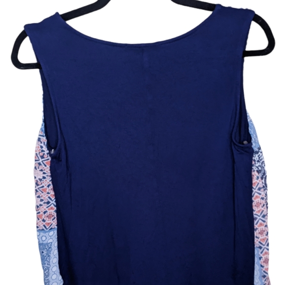 Corvia Sleeveless Blouse Women's Medium Blue Multicolor Print 🦋 - Picture 6 of 8